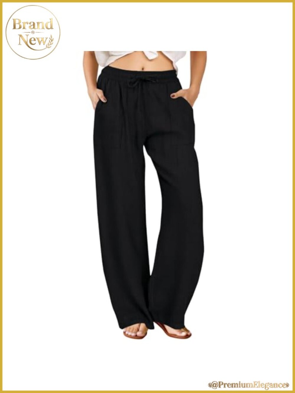 Wide Leg Palazzo Pants Nylon Blend Drawstring Waist
